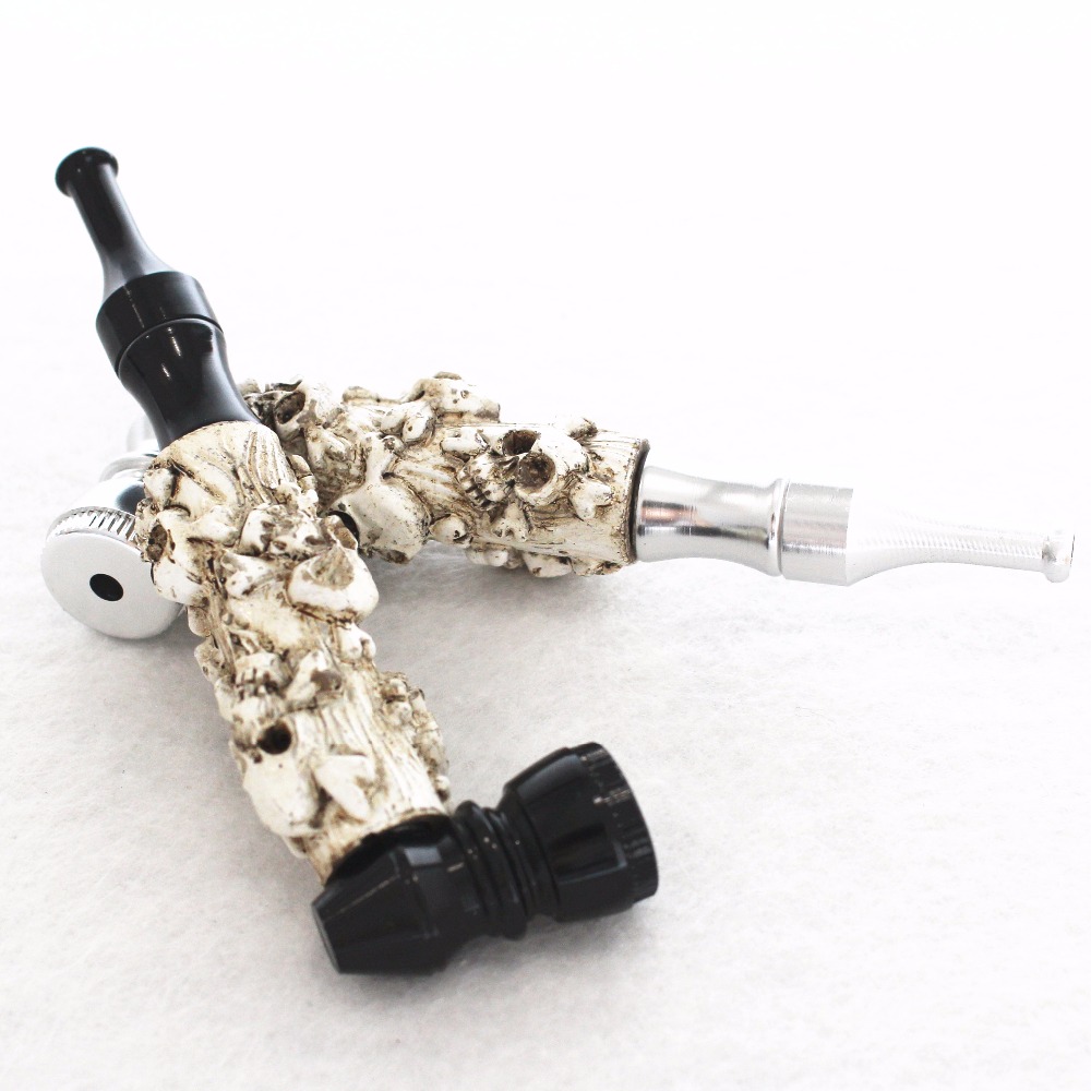 GOOD SKULL STUMP SMOKING PIPE RESIN TOBACCO PIPE & ALUMINIUM SMOKING PIPE 11.5CM MORE HEALTH COMFORTABLE SILVER BLACK