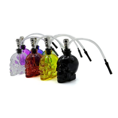 New Glass Colorful Skull Pipe Smoke Tube Glass Tobacco Holder Filter Narguile Portable Hookah Smoking Shisha Chicha Cigaret